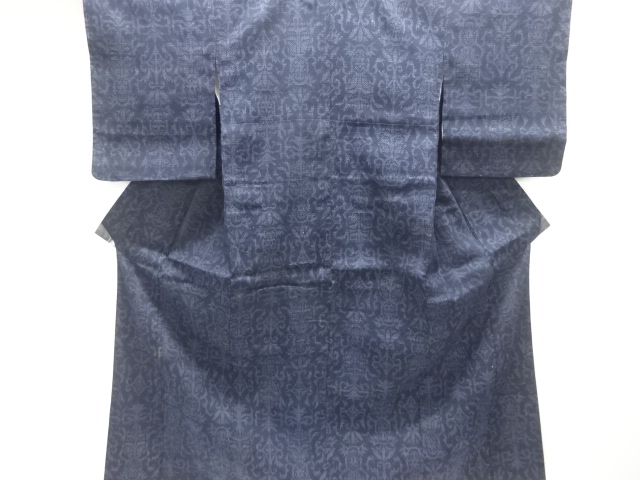 JAPANESE KIMONO / ANTIQUE KIMONO / SILK / YUKI TSUMUGI / WOVEN SARASA PATTERN